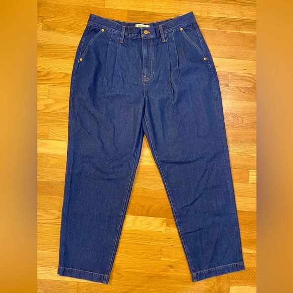 NWT Madewell Baggy Straight Jeans in Woodham Wash: Pleated Edition Size 32 - Picture 5 of 13